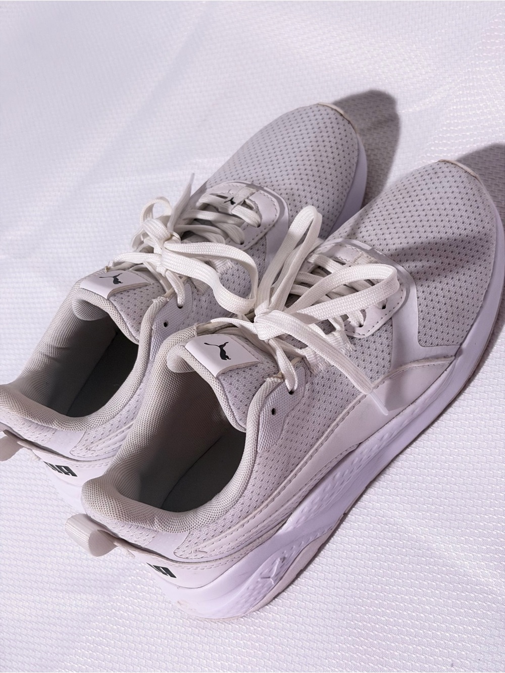 Puma White Mesh Running Sneakers
